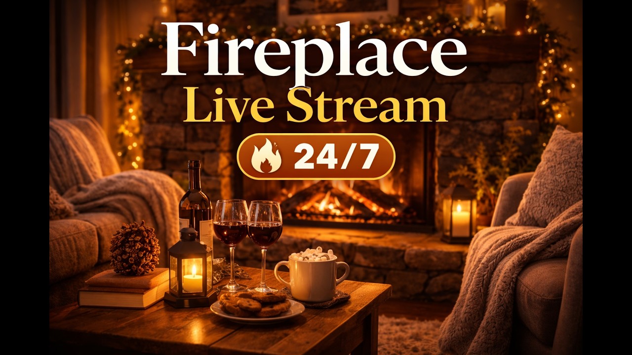 24/7 Fireplace Live 🔥 Realistic Fire Sounds | Cozy Winter Ambience 4K