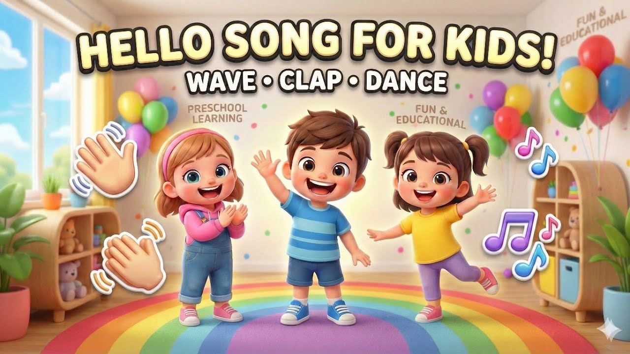 Hello Song for Kids | Wave Clap Dance | Feelings & Greetings Preschool Learning 