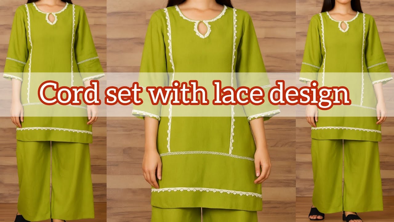 Cord set with lace design✨️cutting stitching/#lace/#fashion/#neckdesign/#cuttingskills