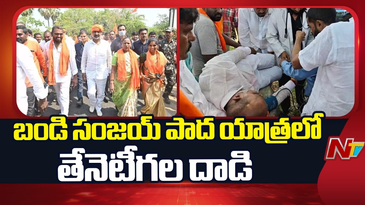 బండి సంజయ్ పాద యాత్రలో తేనెటీగల దాడి | Honeybee Attack on Bandi Sanjay Padayatra | NTV Telugu