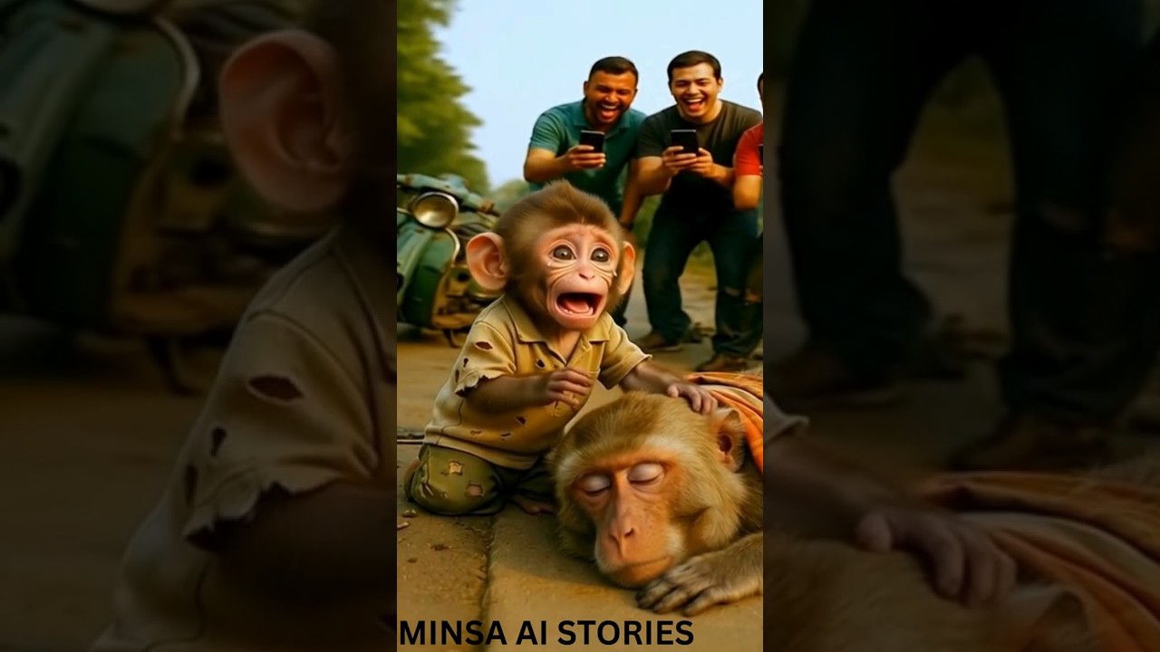 The poor monkey's father hit by a truck 