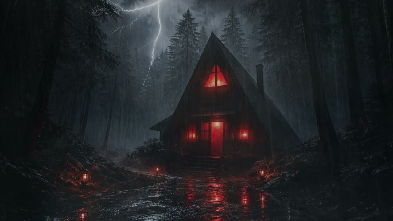 A-Frame Cabin in the Storm | Rain, Thunder & Moody Vibes