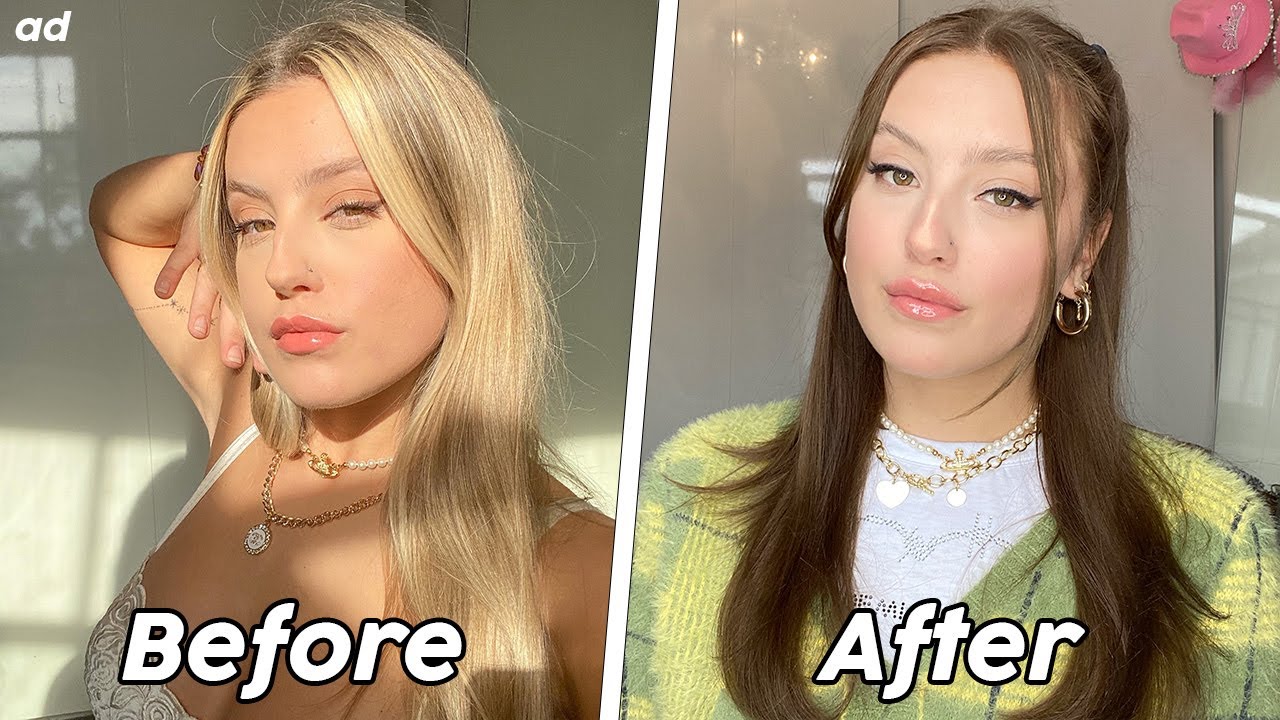 DYING MY HAIR BROWN... Complete Glow UP! ad | Oliviagrace