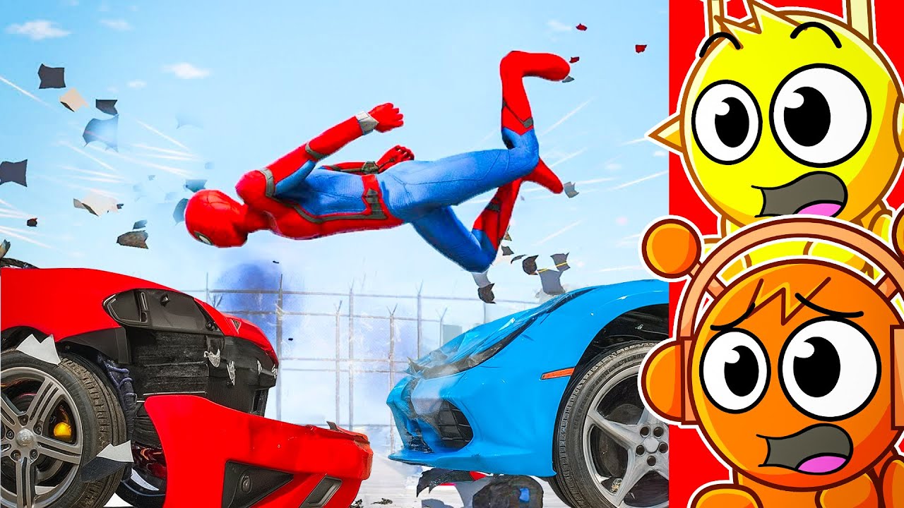 Реакция на БЕЗУМНЫЕ аварии в GTA 5 SPIDERMAN!