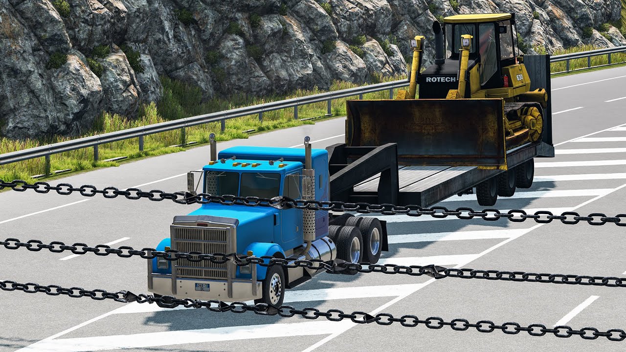 Cars vs Triple Chain 😱 BeamNG Drive