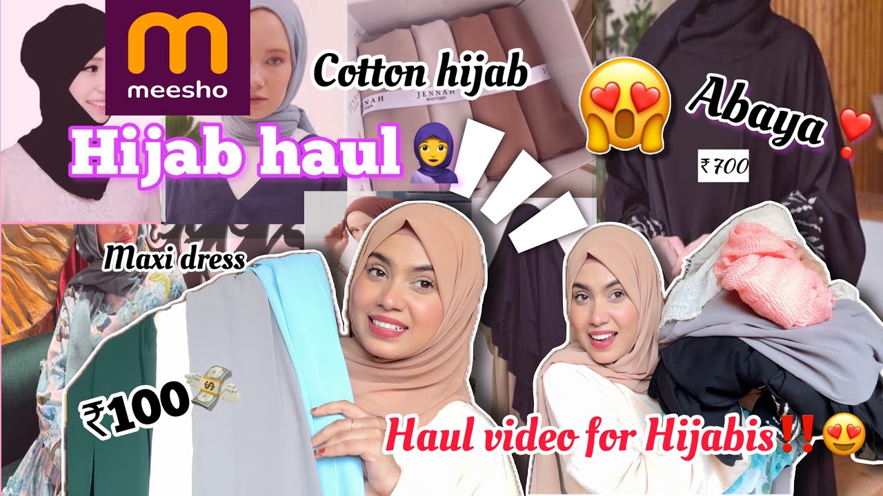 Meesho hijab haul🧕‼️₹100 hijab combo😍 4 hijab ₹400 only🤯 beautiful abaya , khimmar & cotton hijab‼️