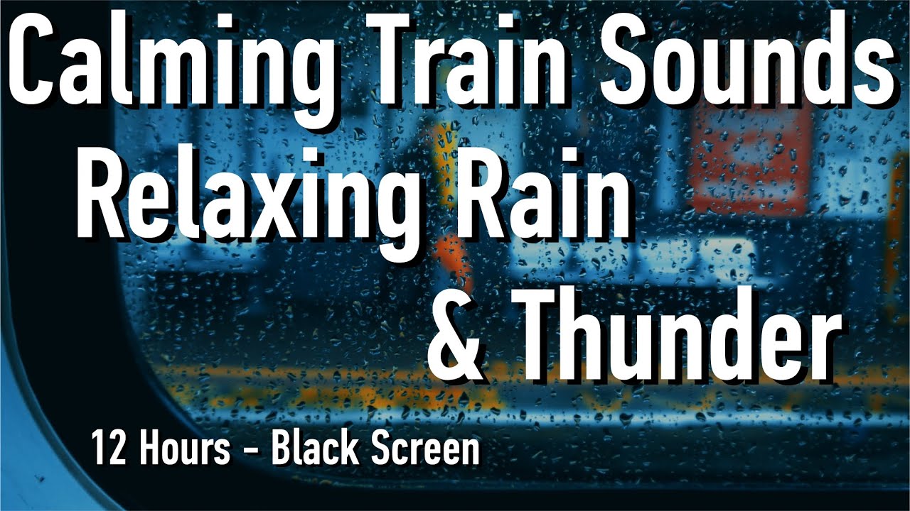 Relaxing night train & gentle rain sounds for sleeping - Knocking train wheels 12 hours black screen