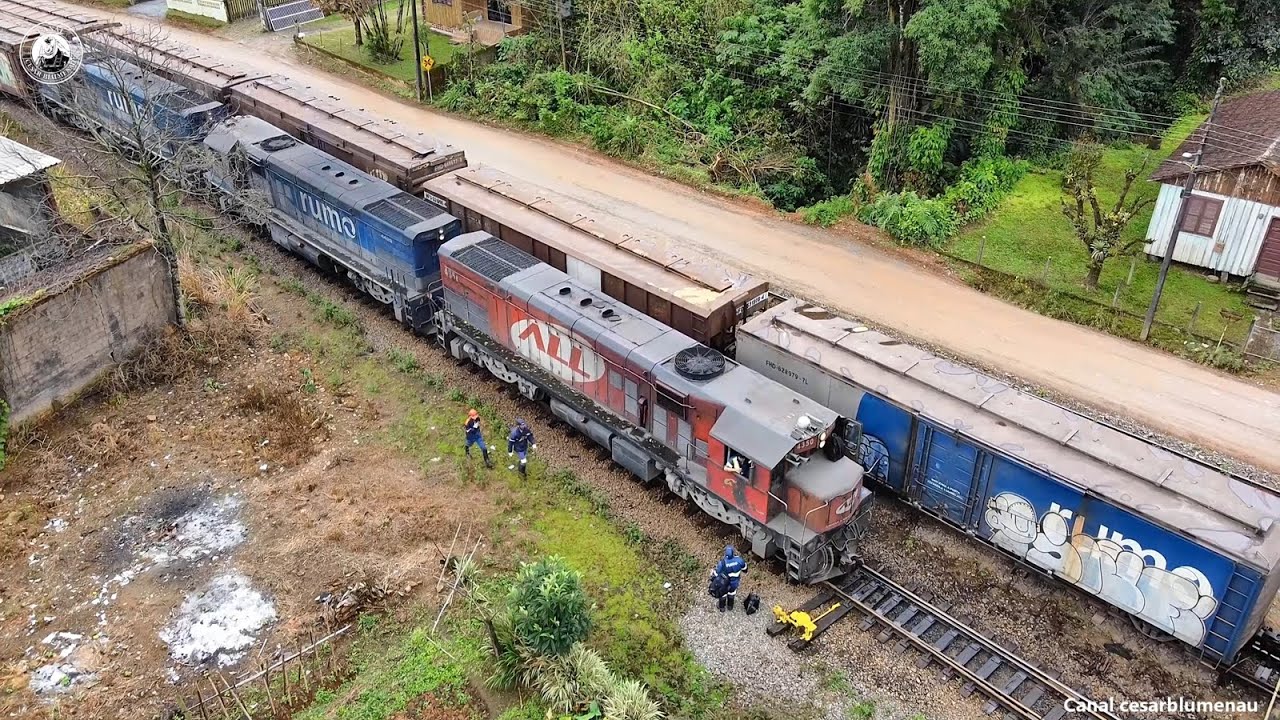 🇧🇷  (Drone) Troca de maquinistas / Change of drives - Corup&aacute;/SC - (Brasil).