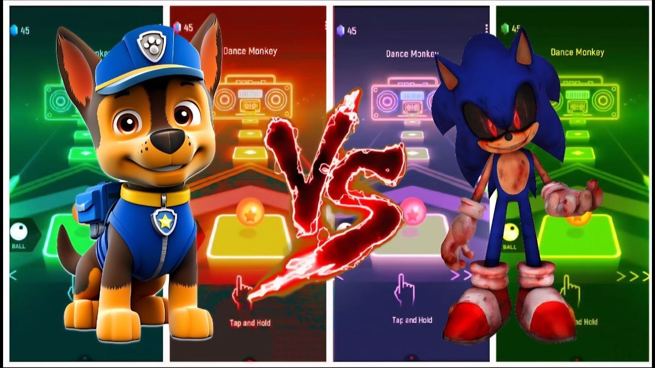 Tiles Hop Chase vs  Sonic exe   Dance Battle Showdown!