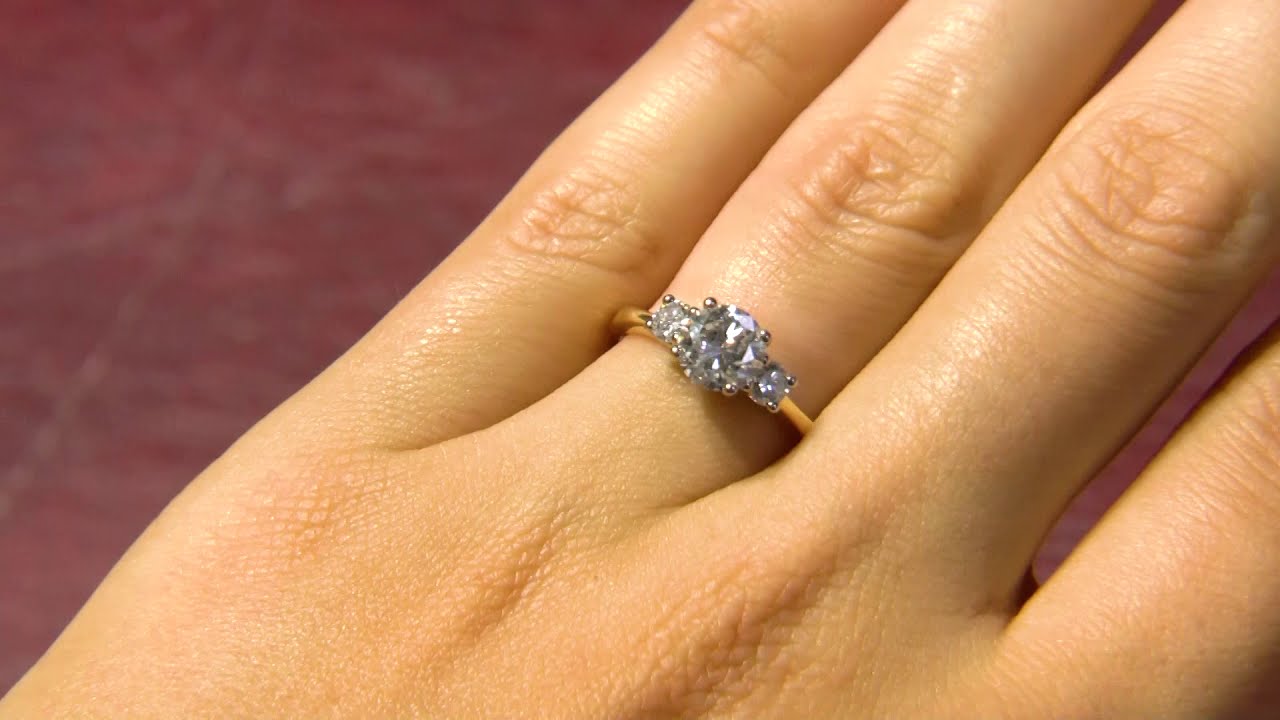 TR1054 Round Cut Three Stone Diamond Engagement Ring