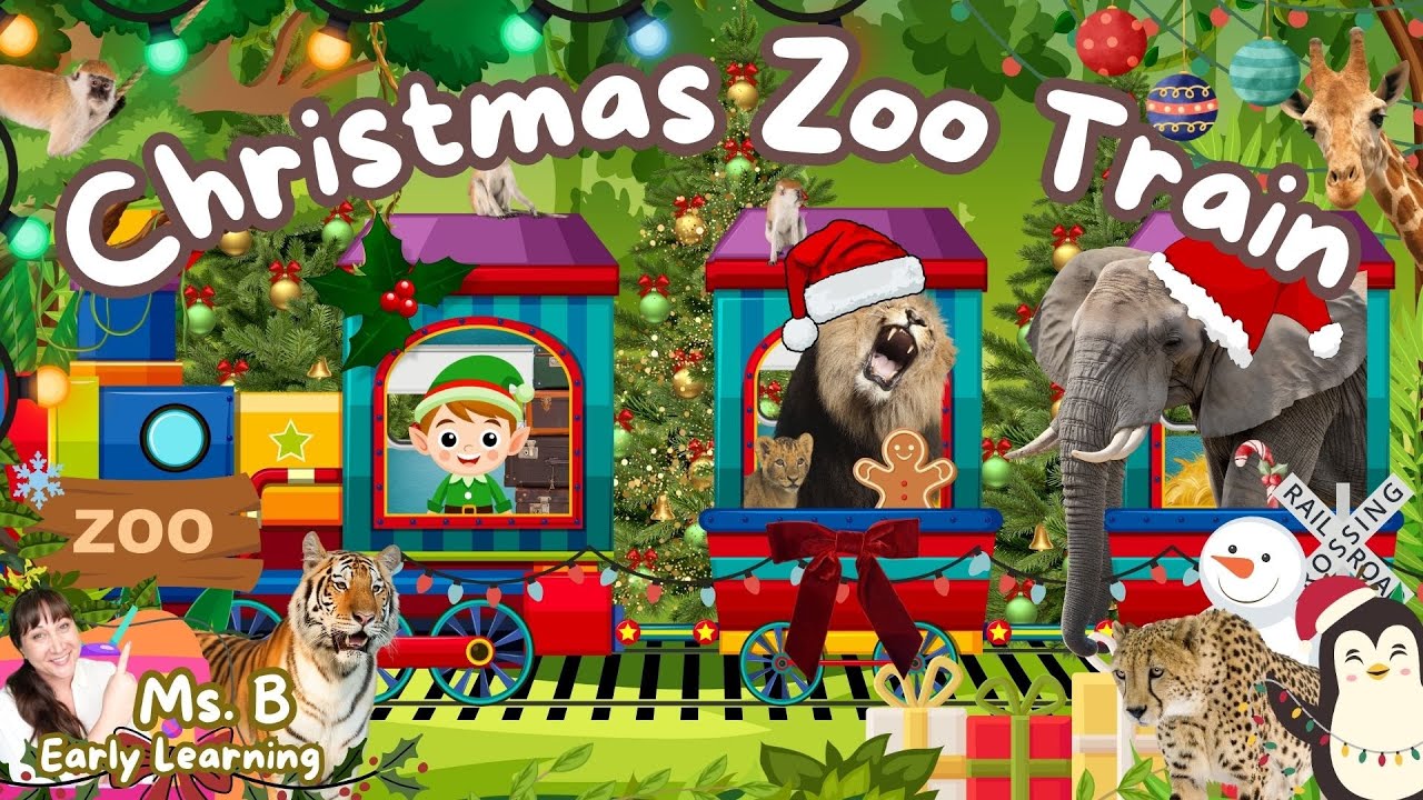 Learn Wild Animals with Christmas Zoo Train 🎅🐘 | 1 Hour Toddler Learning Video for Kids & Preschool