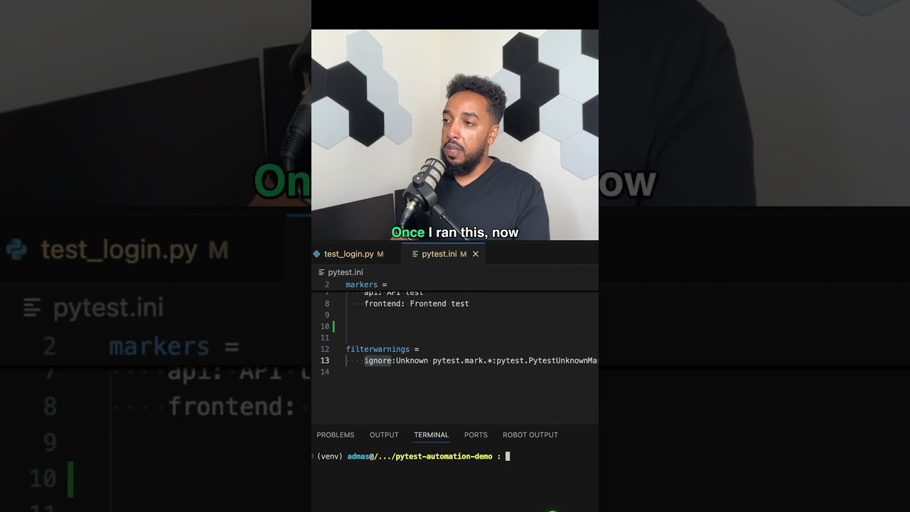 PyTest unknown mark warning: proper fixes and setup