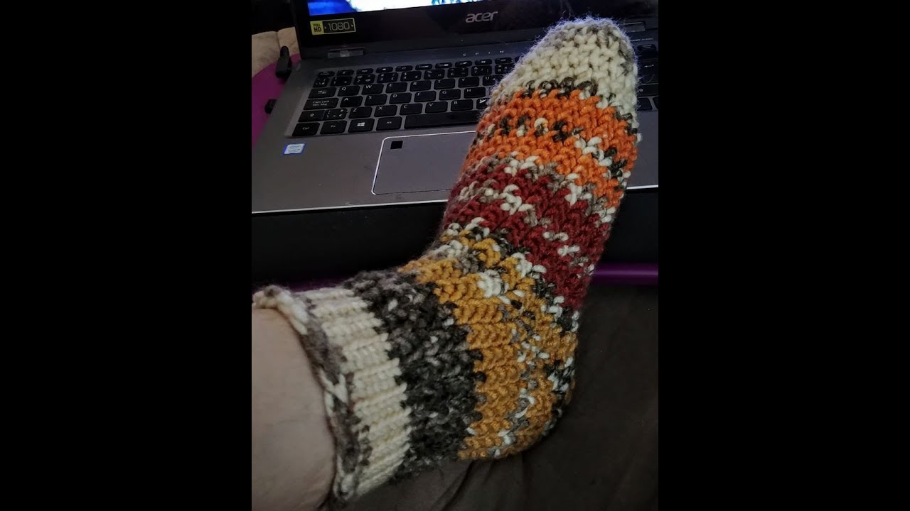 Toe Up Slipper Socks, Boot Socks or House Socks in Owl Eye Stitch Loom Knit