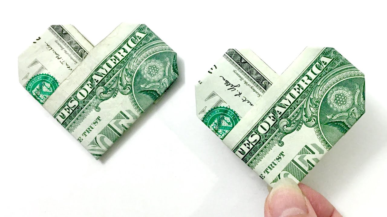 EASY MONEY HEART - HOW TO MAKE A HEART OUT OF DOLLAR BILL, EASY PAPER HEART TUTORIAL, DIY CRAFT GIFT