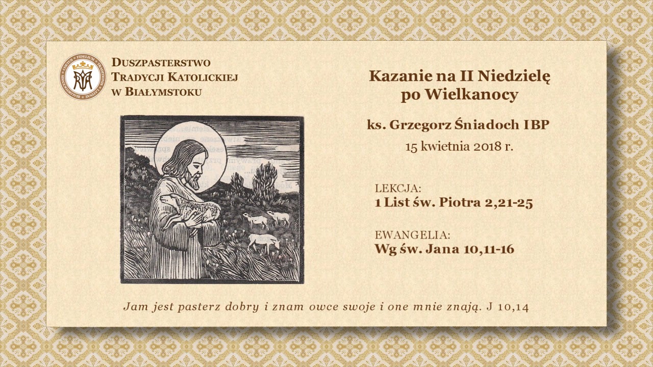 O DOBRYCH I ZŁYCH PASTERZACH – ks. Grzegorz Śniadoch IBP – 15 kwietnia 2018 r.