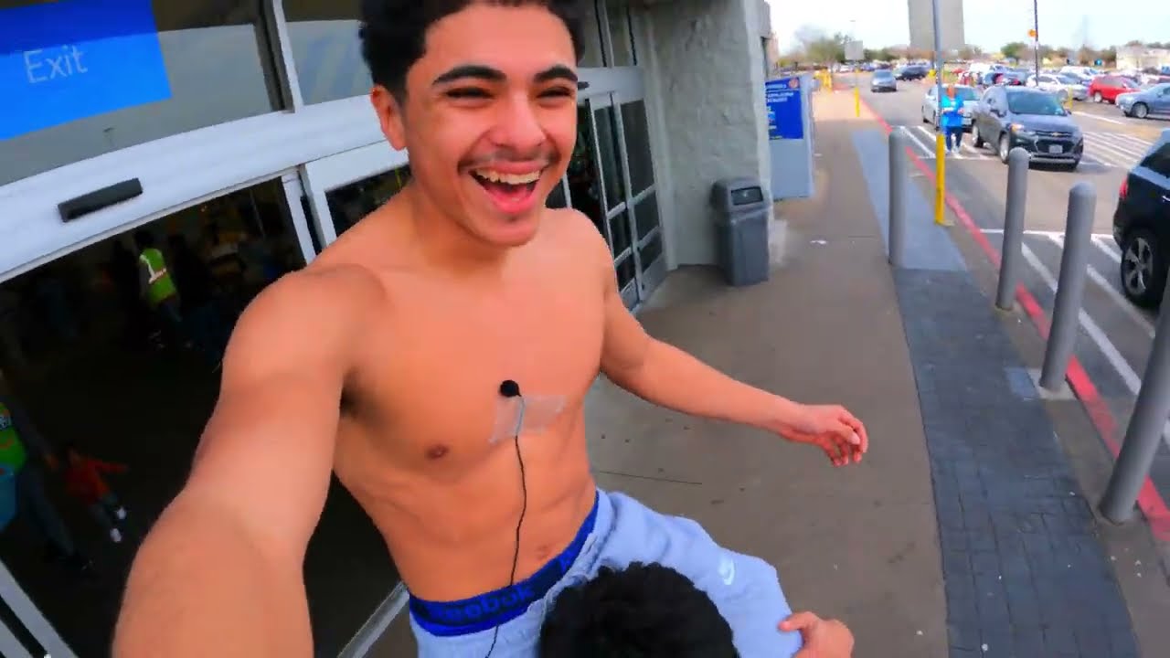 SHOULDER RIDING SHIRTLESS IN WALMART (KICKED OUT)