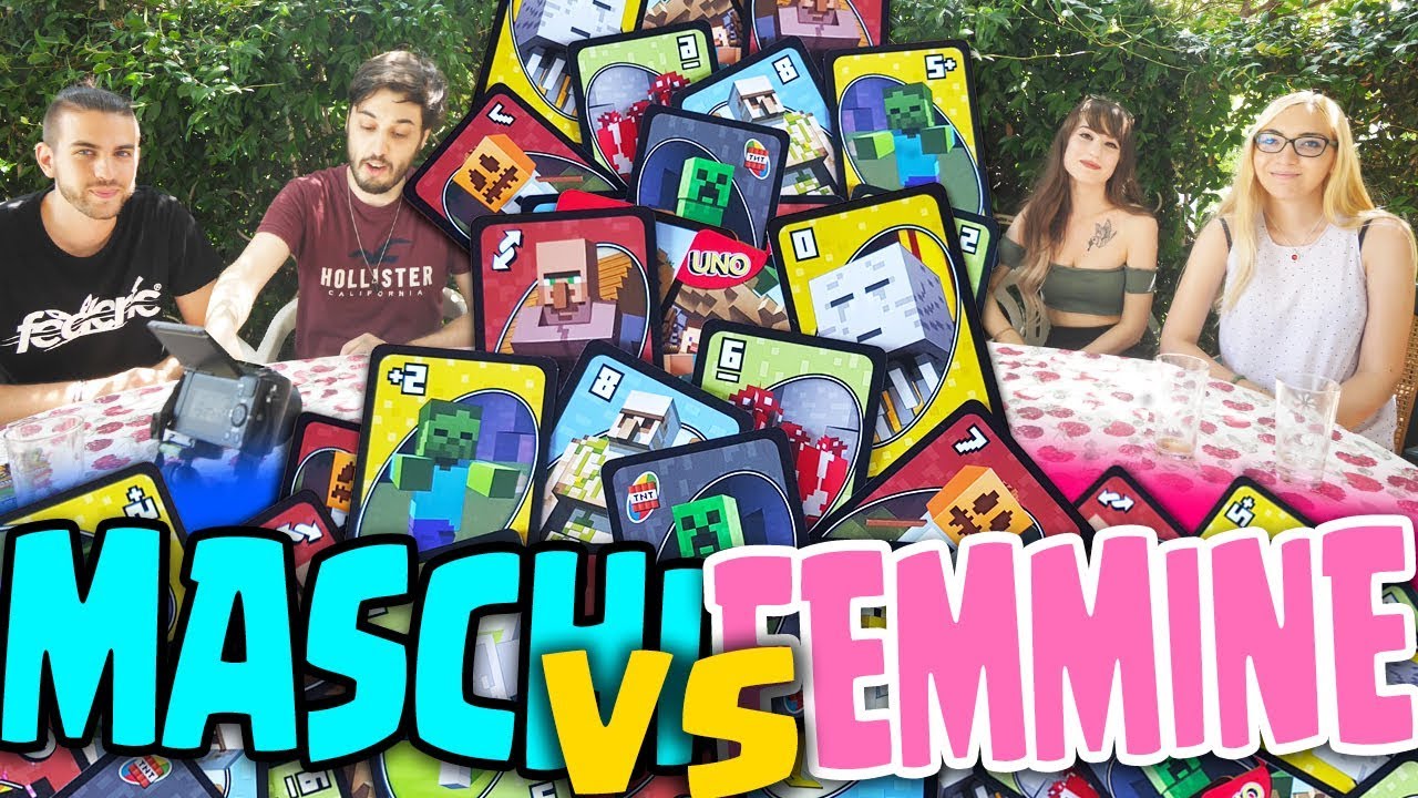 MASCHI VS FEMMINE - Sfida a UNO Minecraft w/ Lullaby Federic Michelle