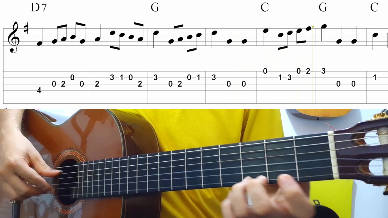 Muy fácil de tocar para principiantes - Minuet en Sol Mayor (J. S. Bach) - Tablatura y Partitura