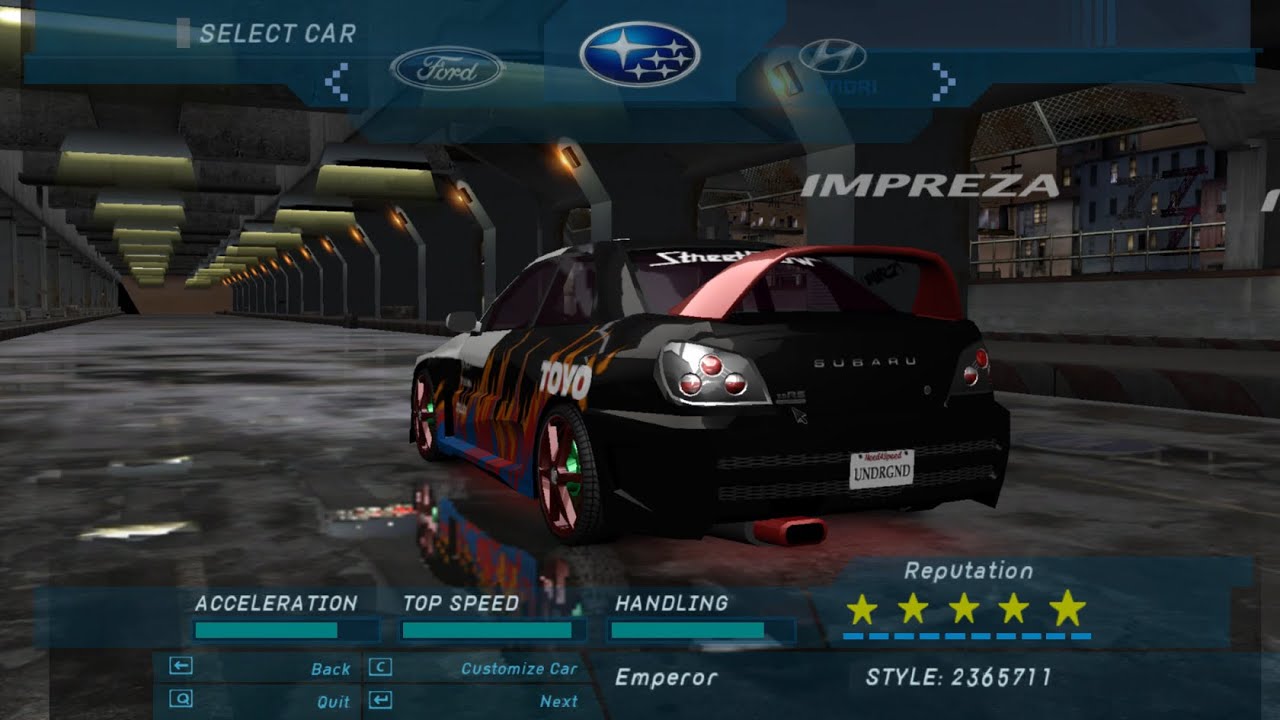 NFS Underground Definitive Edition | Subaru Impreza | Customization and Gameplay