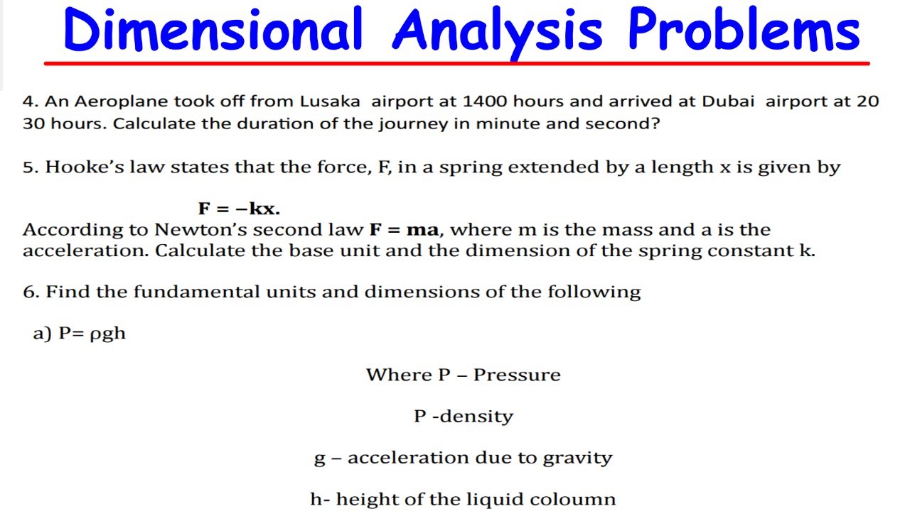 Units and Dimensional analysis problems-Physics