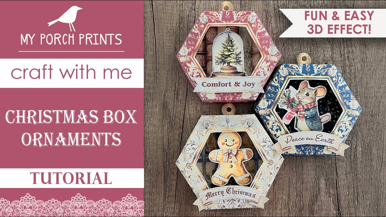 3D Christmas Box Ornaments 177🎄Tutorial | DIY Handmade | My Porch Prints Junk Journal Ideas