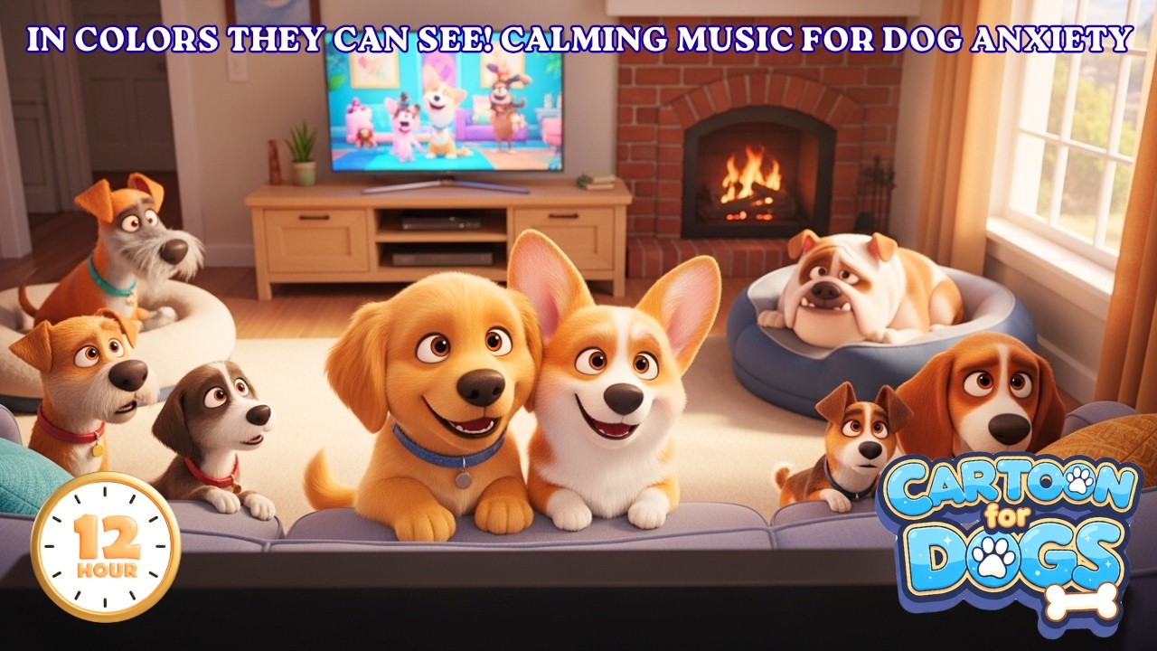 Home Alone Cartoon for Dogs to Watch 🐶 Cognitive Support for Dogs 💤 Music For Dogs to Sleep