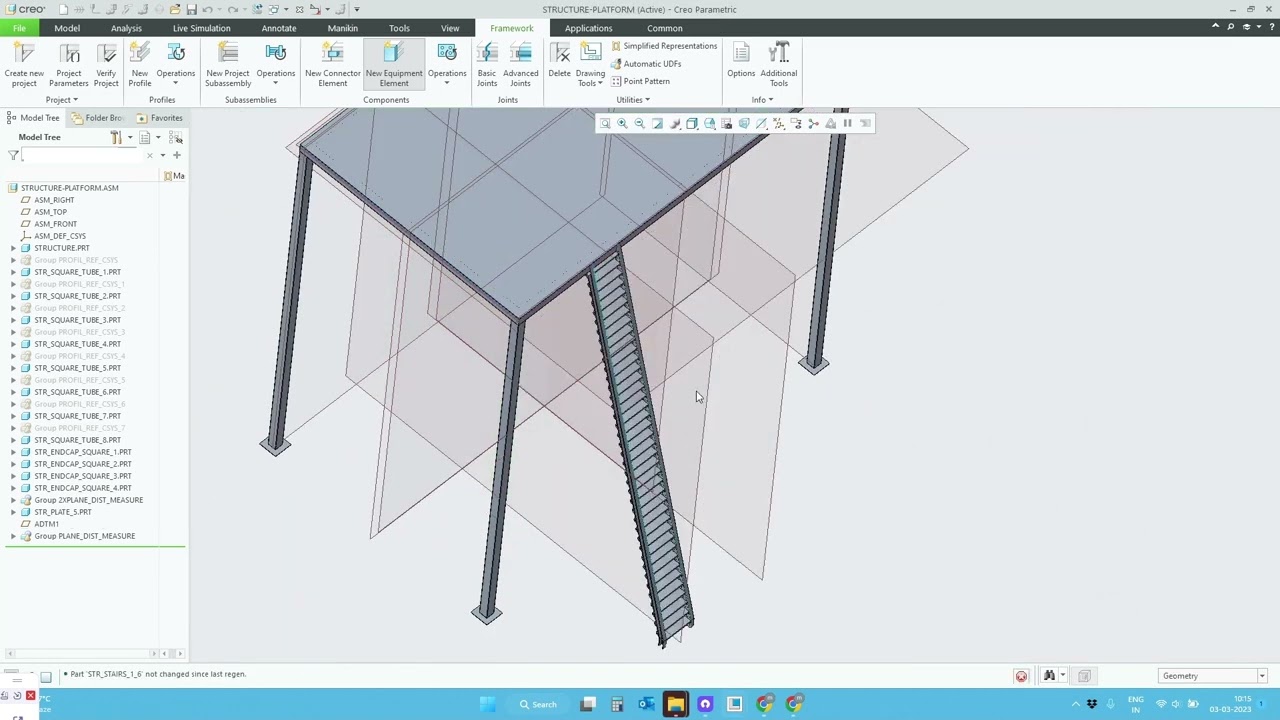 Design of platform automatic in Creo | create structure in Creo | steel structure platform