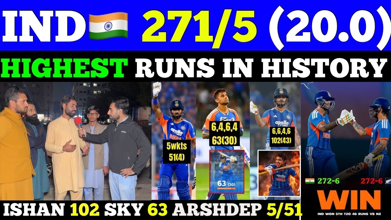 IND🇮🇳 271/5🥵 Record Highest Runs In T20 History😱 Win 5th T20🥳 Ishan 102 Sky 63 | Pak public Reaction