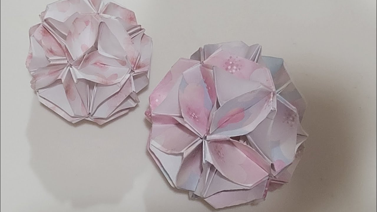 さくらのくす玉バージョン2　すごく簡単だよ！　Origami sakura