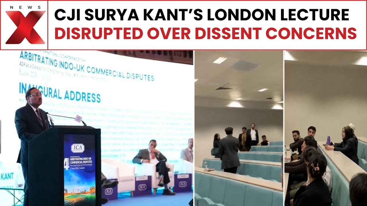 CJI Surya Kant&rsquo;s London Lecture Interrupted by Protests Over 