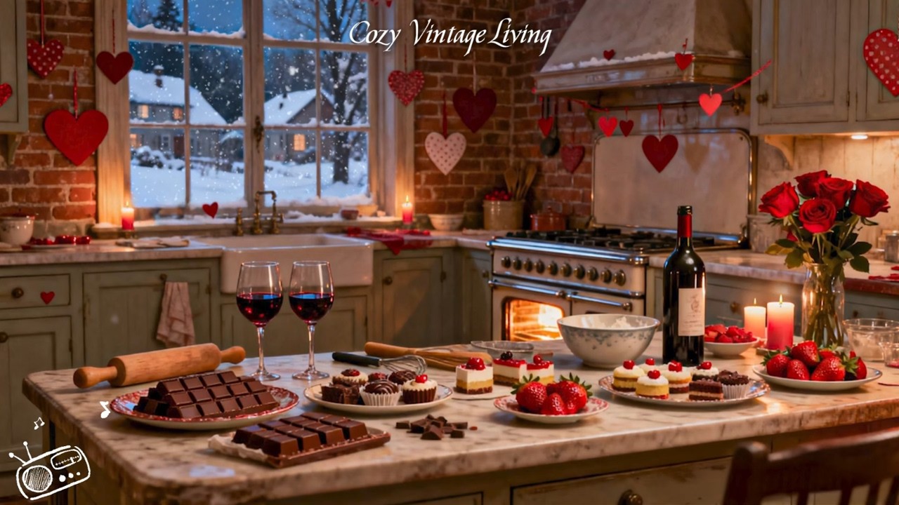 Snowy Valentine Evening ❄️ 1940s Vintage Jazz & Oldies by the Fireplace