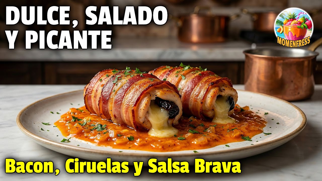 Rollitos de Pollo con BACON y QUESO (Rellenos de Ciruelas) 🥓 Receta Jugosa al Horno