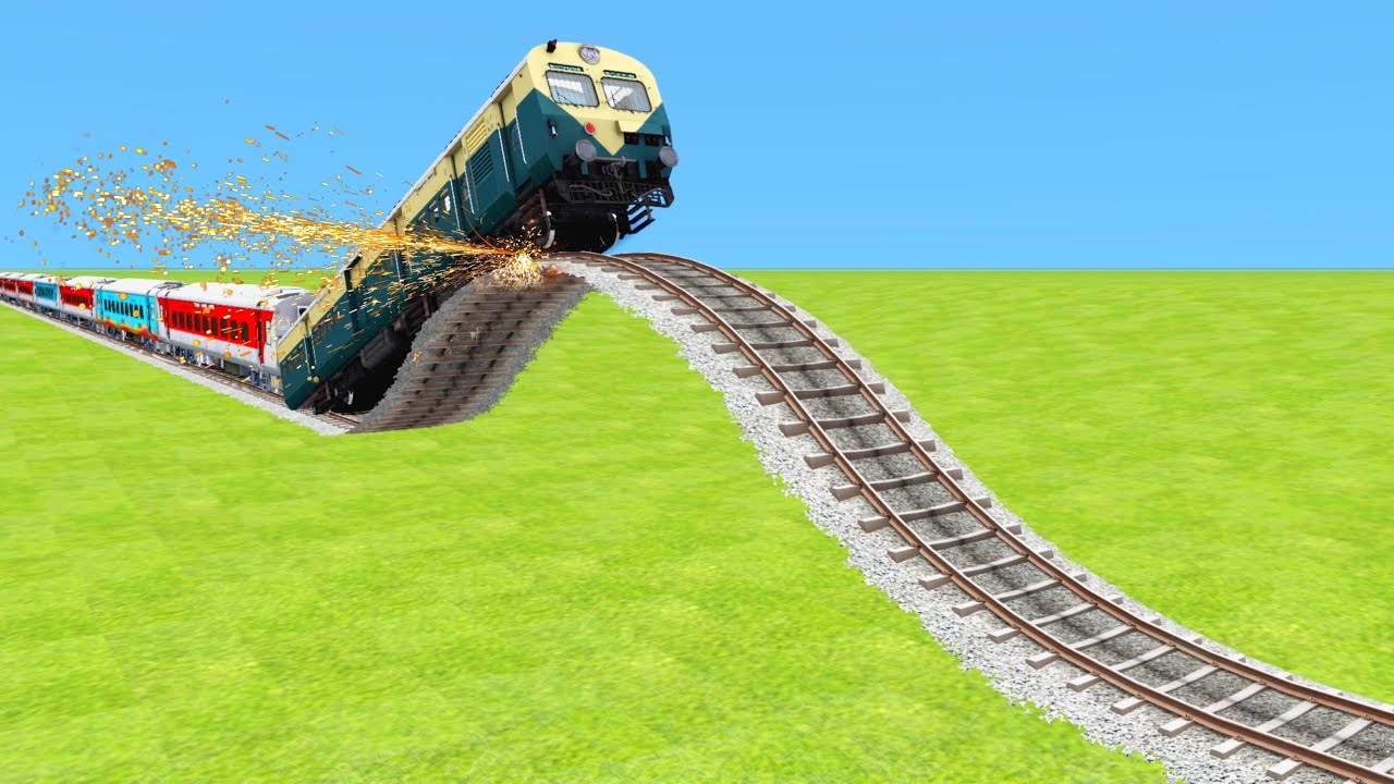 OVER SPEED MEMU TRAIN HARDLY CLIMBS TO THE 45° ELEVATED RAILWAY TRACKS🔺Train Simulator | TrainsFun