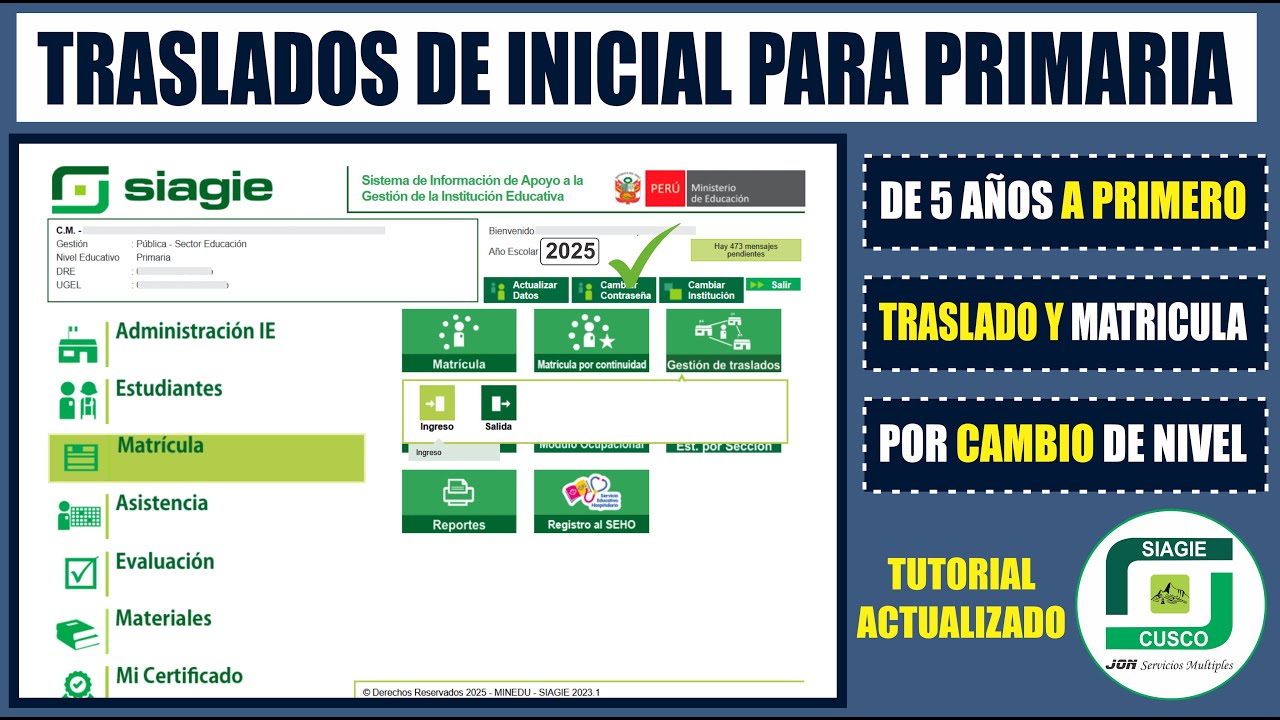 Siagie v3 | Realizar Traslado y Matrícula de INICIAL para 1er grado PRIMARIA | Cambio de Nivel 2025