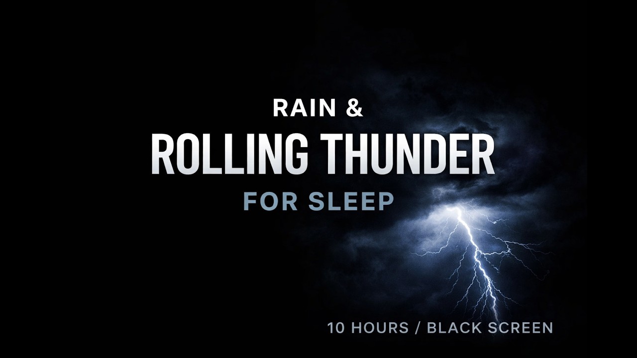 Rain & Thunder for Sleep | Rolling Thunderstorm Sounds (Black Screen 10 Hours)