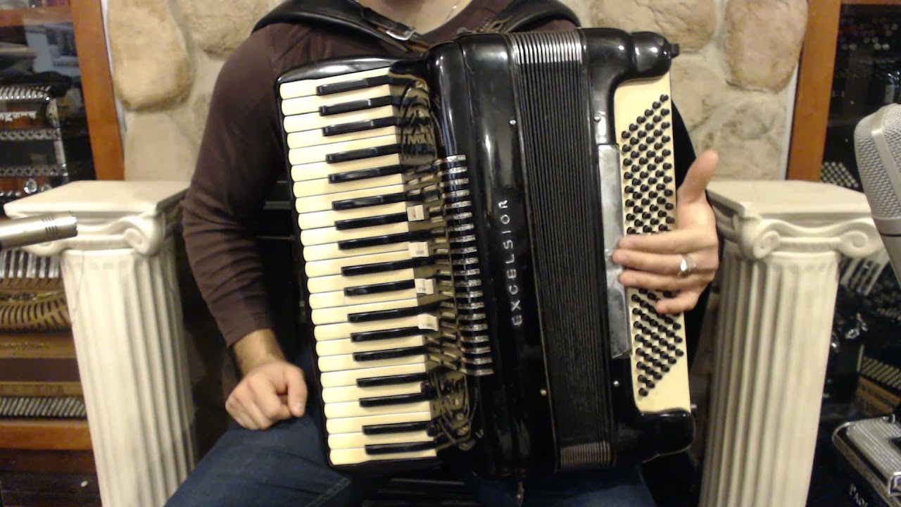 4374 - Black Excelsior OO "Double O" Piano Accordion LMMH 41 120 $799