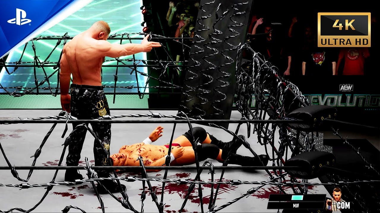 AEW: Fight Forever Jon Moxley vs MJF Explosive Barbed Wire Match | PS5 4K UHD