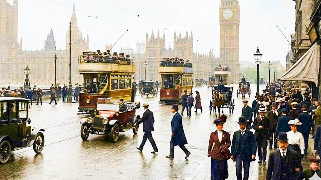 1912 London: Archival Footage of Edwardian Life (Remastered & Subtly Colorized)