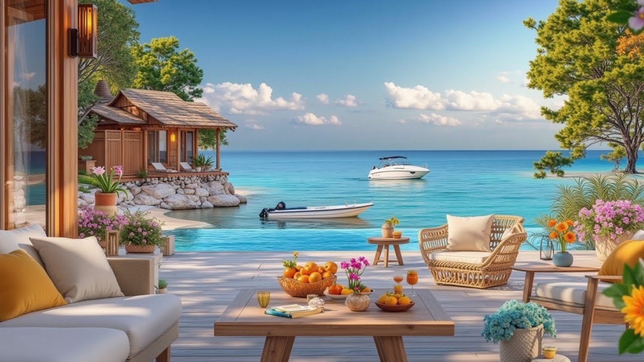Tropical Cafe Chill 🌴 Утренний Джаз и Босса Нова Пианино для Расслабления и Учебы