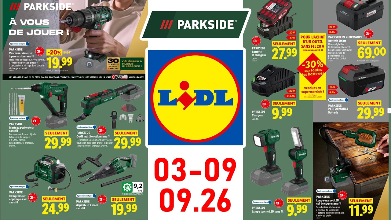 Nuovo catalogo Parkside Lidl du 03.09.2026 | Outils, Batteries & Promotions