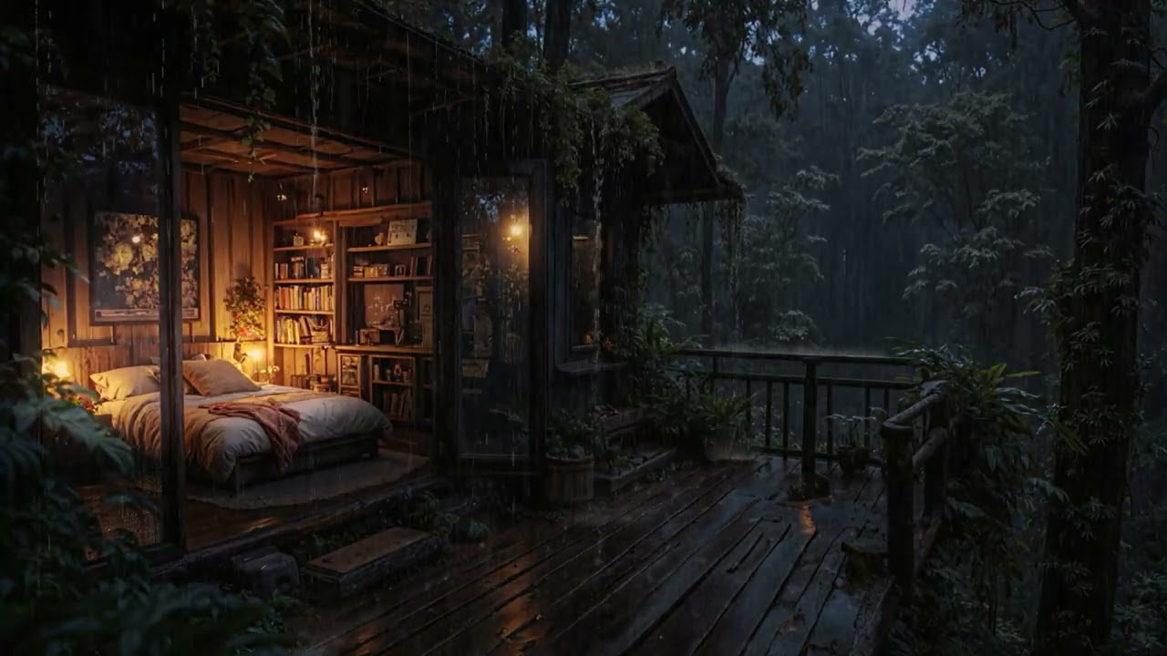 Midnight Forest Rainfall 🌧️🌲 | Calm Night Sounds for Insomnia & Deep Rest (No Ads)