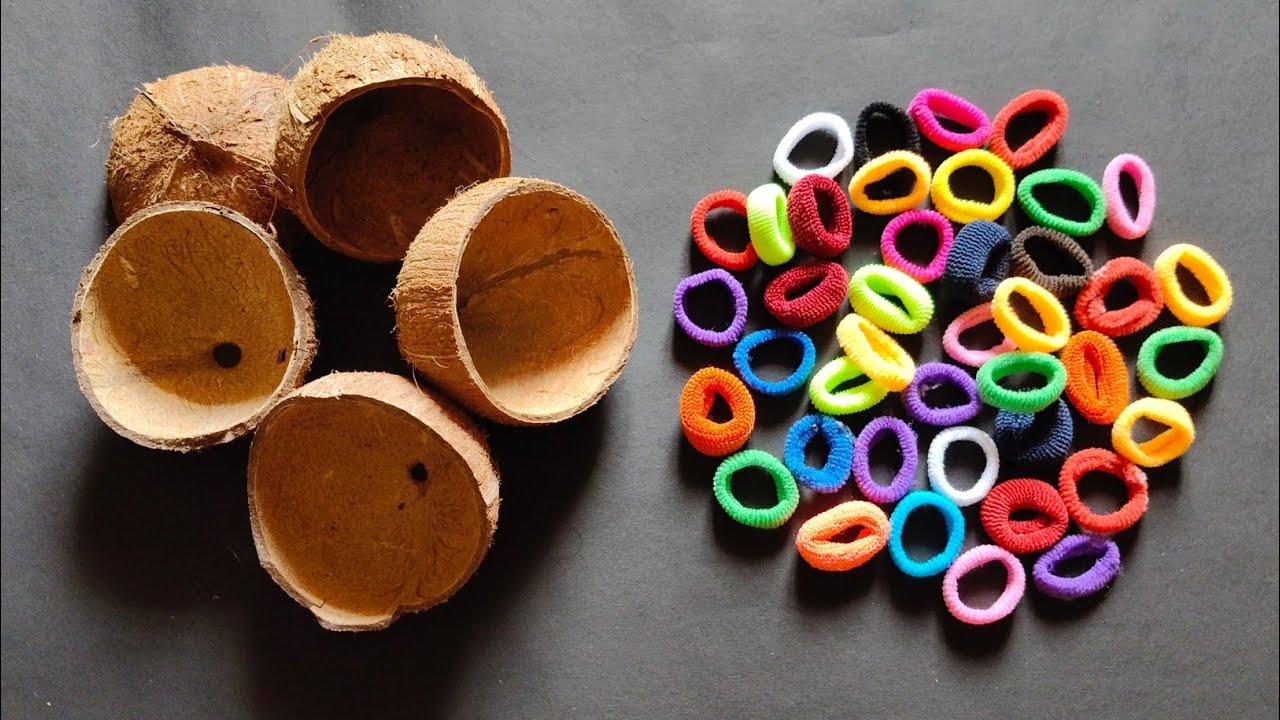 Unique Craft Using Coconut Shell and Rubber bands | Best out of Waste Spoons | Home decoration ideas