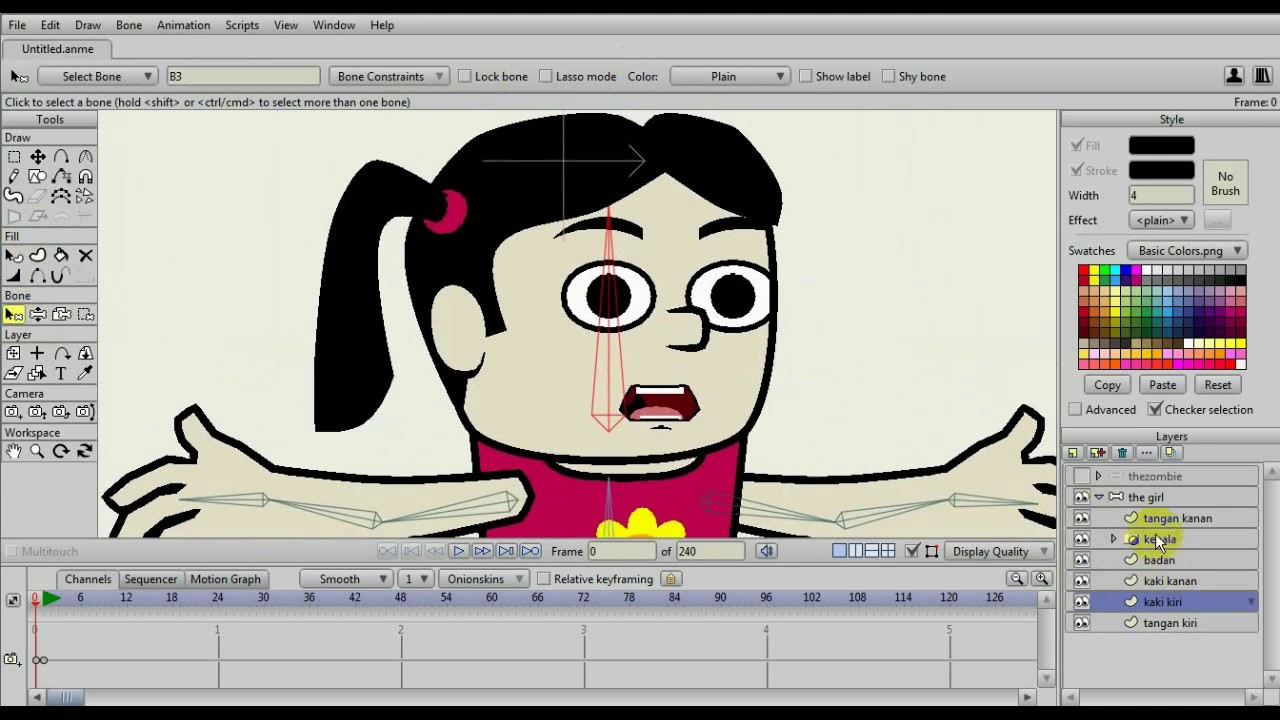 Membuat karakter kartun (Ify) dengan Anime Studio/Moho