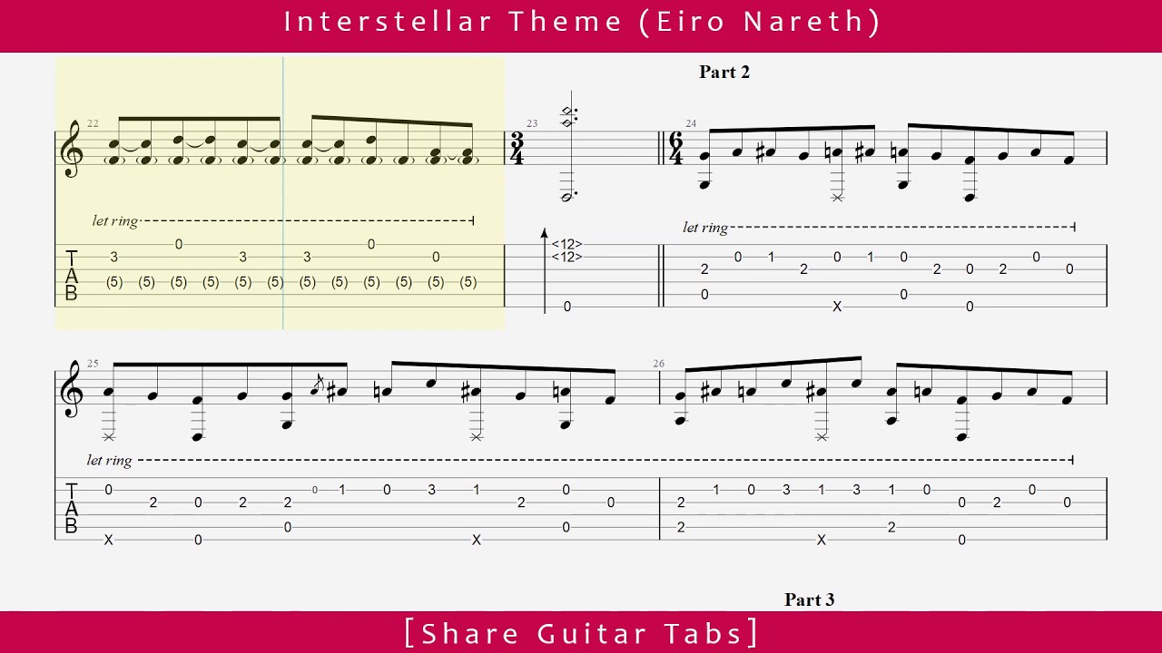 [Share Guitar Tabs] Interstellar Theme (Eiro Nareth) HD 1080p