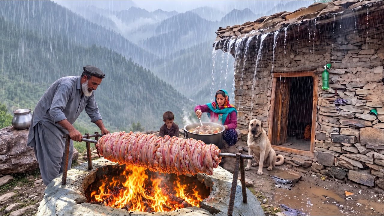 Nomadic Life in Afghanistan&rsquo;s Dangerous Mountains 🌧️🏔️ | Traditional Meat Wrapped in Lamb Intestines