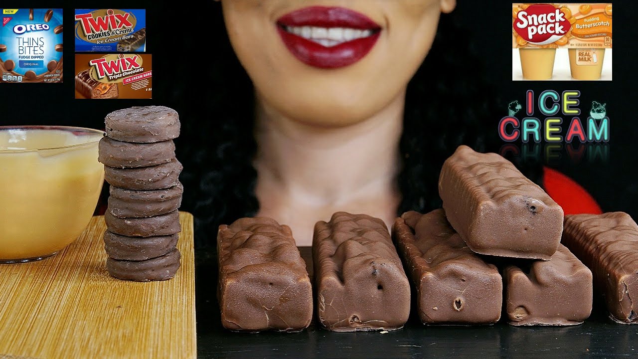 Twix cookies & Creme, Twix triple chocolate ice cream bars, Oreo cookies with Butterscotch pudding