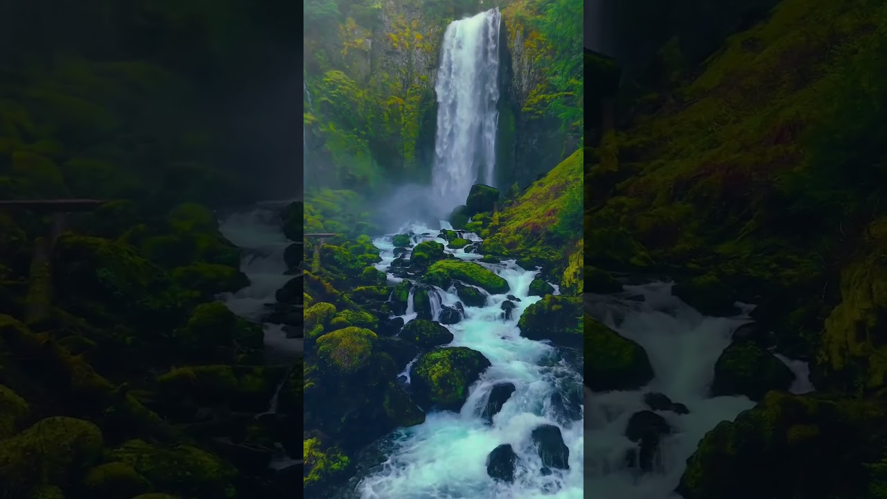 Fit Man Relaxing Under A Peaceful Waterfall - #nature #naturesounds #waterfall #shorts