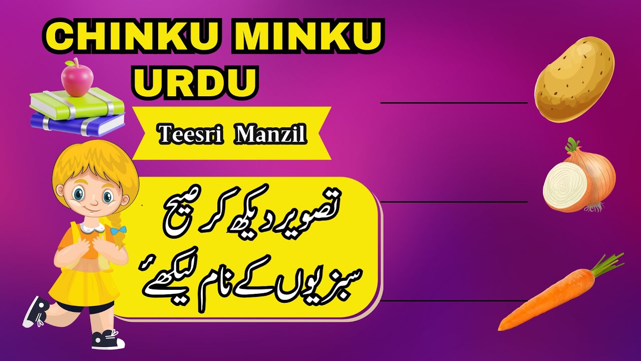 CHINKU MINKU: Sabzion K Naam| Vegetable Names In Urdu| Gajar | Matar | Aaloo |Mirch|Teesri Manzil|40