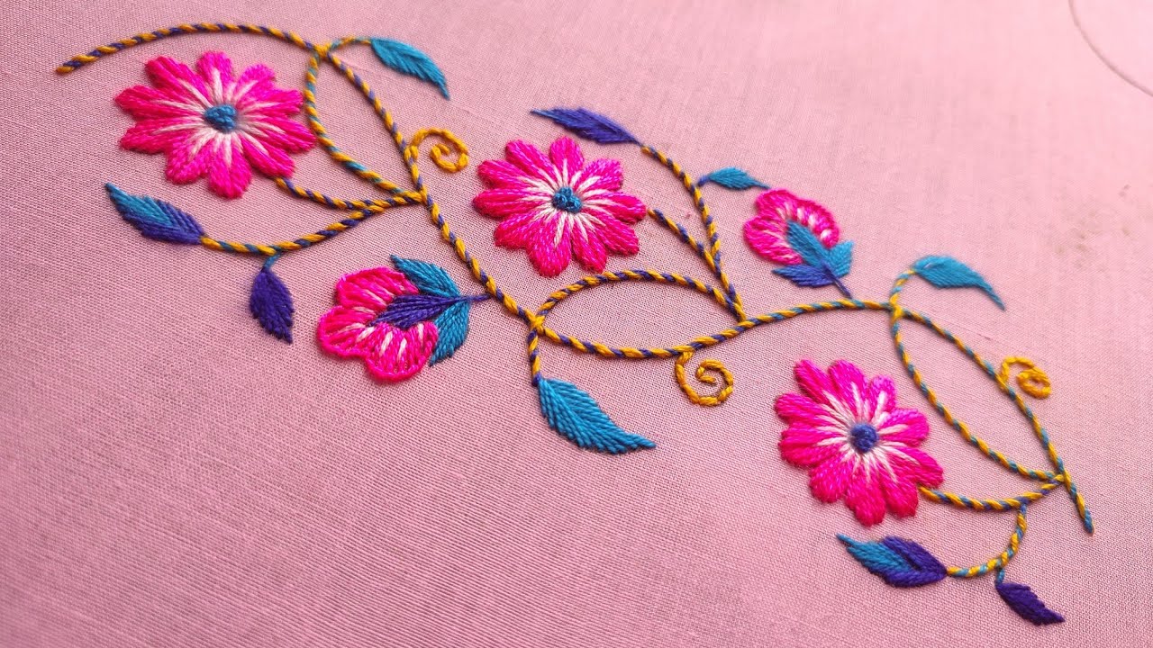 Simple Hand Embroidery Borderline Design Easy...☺️☺️