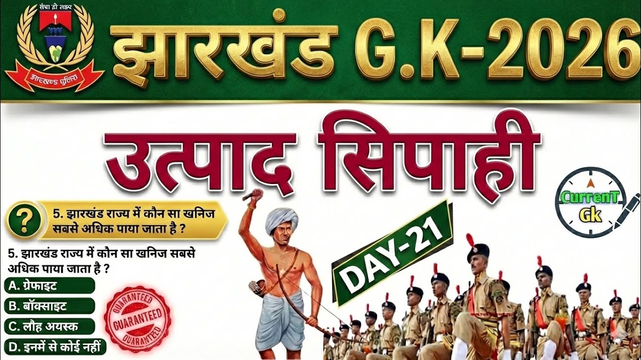 उत्पाद सिपाही परीक्षा 2026//🎯 Jharkhand Gk 🔥// Excise Constable MCQ Gk | Field Worker Gk